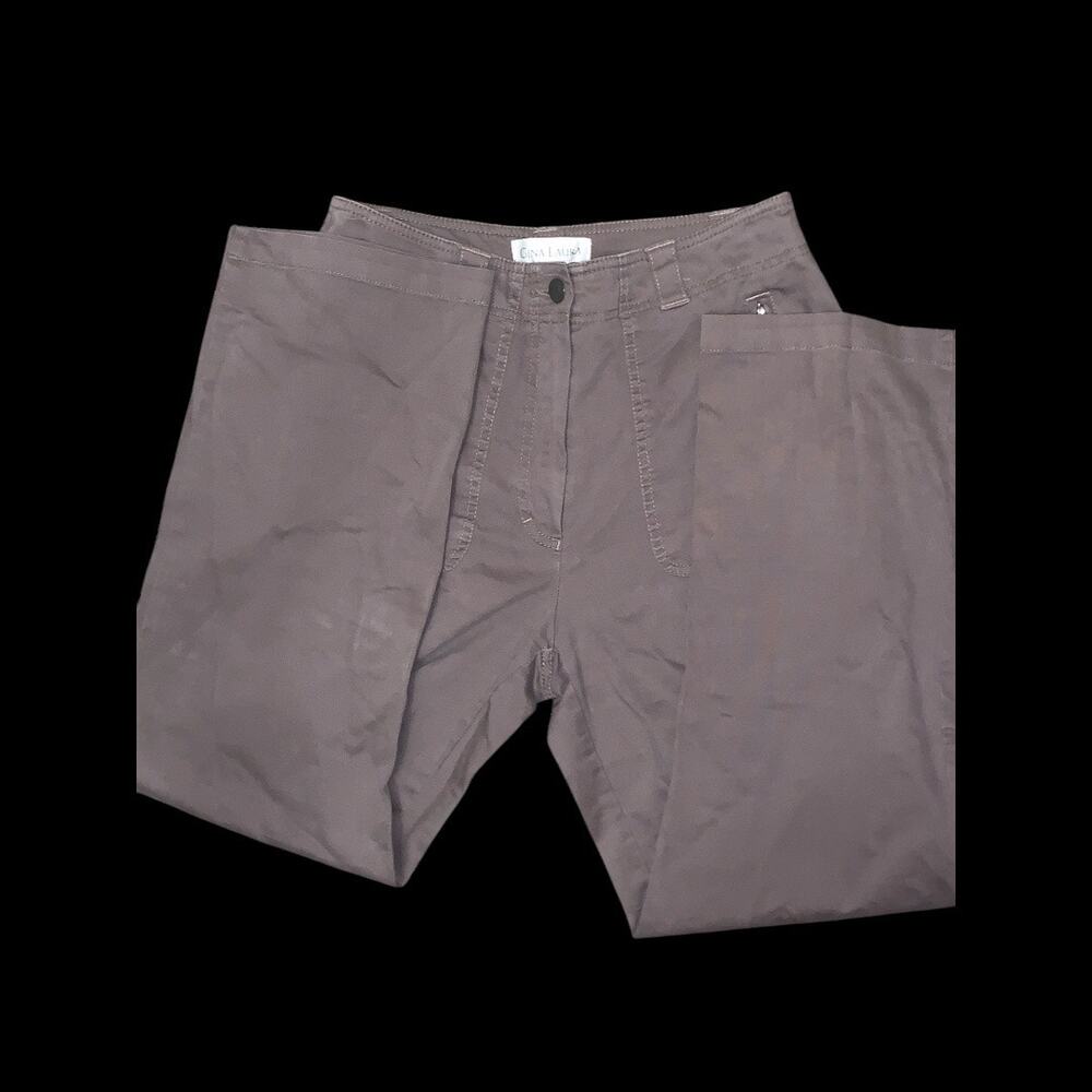 Gina Laura Sandy Brown Pants Size 38 K Stretch Cotton Zip Pockets Casual Comfort